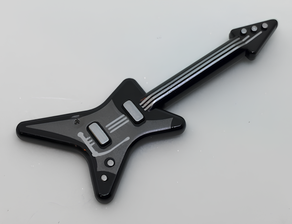 Электрическая гитара Lego 17356pb02 Utensil Musical Instrument, Guitar Electric 'ML' Type with Pearl Dark Gray Pickguard and Silver Strings, Bridge, and Whammy Bar Pattern